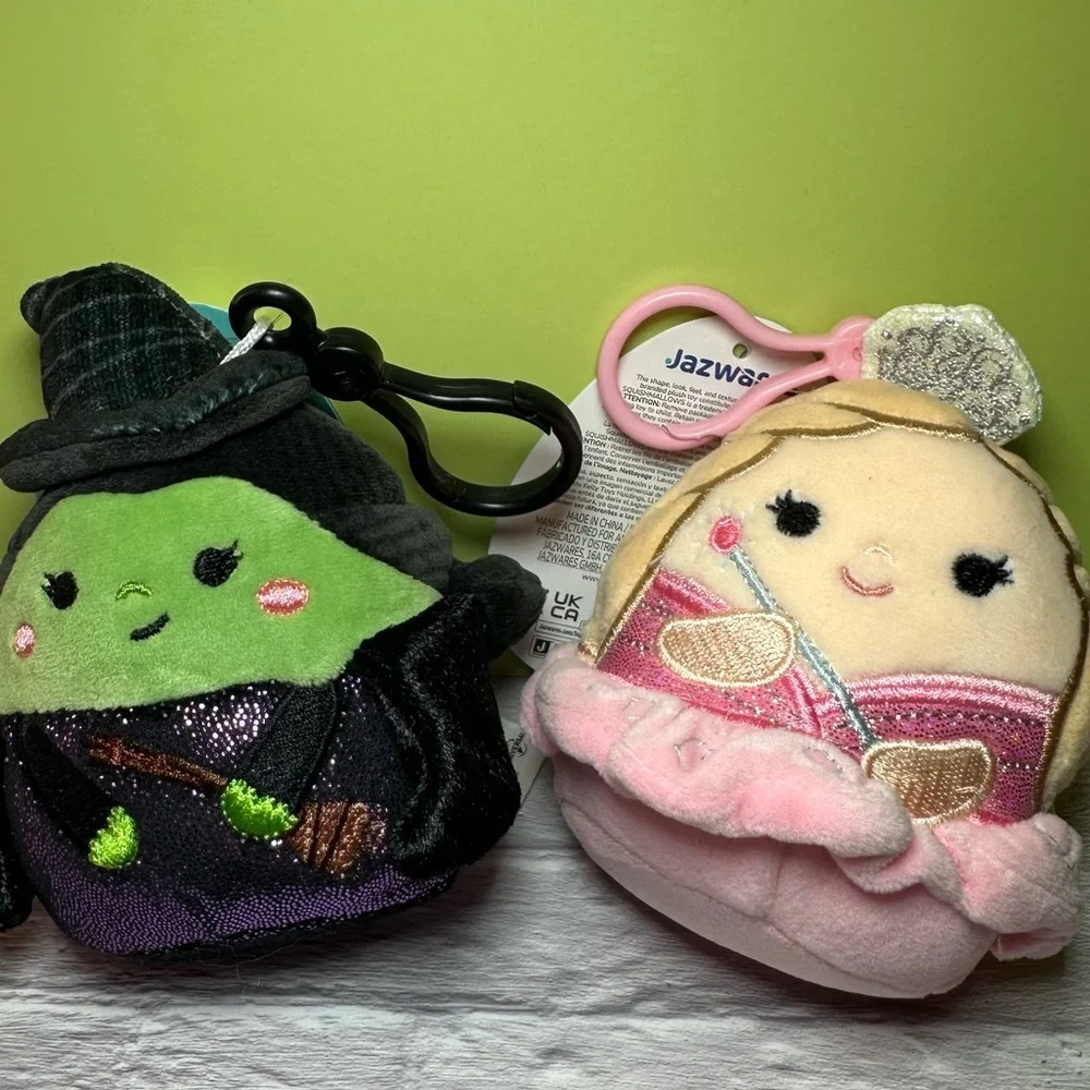 Set of 2 Wicked Squishmallow 3.5” Clip charms Glinda & Elphaba NWT